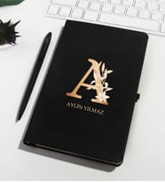 Kişiye Özel Siyah Defter Kalem Set 110724 (Gold)