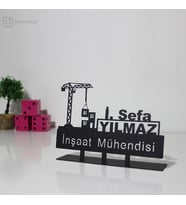 İnşaat Mühendisi Masaüstü İsimlik - Kişiye Özel Metal Masa İsimliği - Hediye Ofis İsimlik