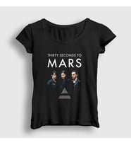 Presmono Kadın Siyah Band 30 Seconds To Mars T-Shirt 171331tt