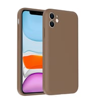 Apple iPhone 11 Uyumlu Kılıf Kamera Korumalı Kartlık Hazneli Zore Vitra Kapak (Kahverengi)