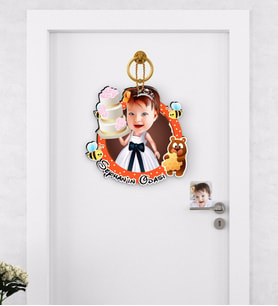 BK Gift Kişiye Özel Kız Çocuk Doğum Günü Karikatürlü Çocuk Odası Ahşap Kapı Süsü-2