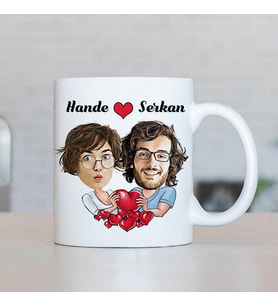Kişiye Özel Büyük Aşkımız Karikatürlü Sevgili Bardağı