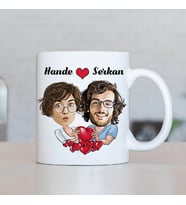 Kişiye Özel Büyük Aşkımız Karikatürlü Sevgili Bardağı