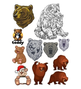 Ayı Sticker Set-5 10 Parça Telefon, Tablet, Defter, Laptop Sticker