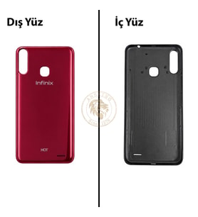 Infinix Hot 7 Kırmızı Uyumlu Arka Kapak Arka Cam Batarya Pil Kapağı Lazer Kesim Back Cover