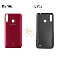 Infinix Hot 7 Kırmızı Uyumlu Arka Kapak Arka Cam Batarya Pil Kapağı Lazer Kesim Back Cover