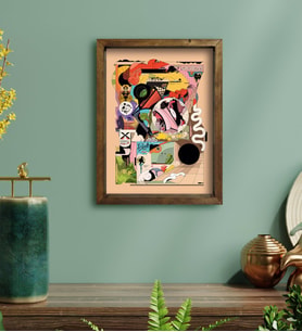 BK Gift Modern Soyut Tasarımlı Doğal Masif Ahşap Çerçeveli Tablo 30x40cm-10