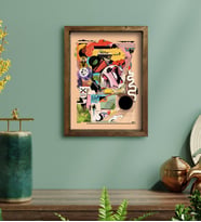 BK Gift Modern Soyut Tasarımlı Doğal Masif Ahşap Çerçeveli Tablo 30x40cm-10