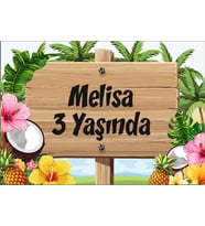 Hawaii Tabela Doğum Günü Afişi 35X50 cm
