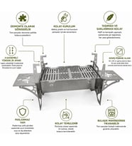 Çelik Mangal 96x34x35 cm – Bulaşık Makinesinde Yıkanabilir, Demonte Kurulumlu Hijyenik İnox Barbekü Izgara