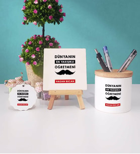 Dünyanın En Yakışıklı Öğretmeni Kalemlik Dekoratif Taş Baskı Anahtarlık