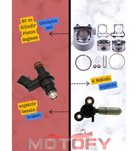 REVOLT RS5 ENJEKSİYONLU SİSTEMLİ 50 cc 'LER İÇİN - 80 cc SİLİNDİR PİSTON SEGMAN DÖNÜŞÜM SETİ - YAZILIM GÜNCELLEMESİ GEREKMEZ