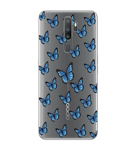 Oppo A5 2020 / A9 2020 Uyumlu Kelebek Desenli Şeffaf Telefon Kılıfı