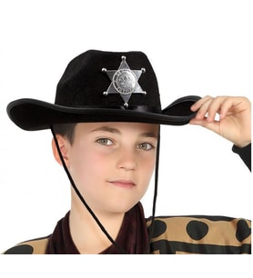 Çocuk Kovboy Şapkası Sheriff Şapkası Siyah Renk