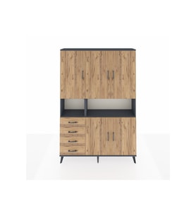 Arges Gardrop 7 Raflı 4 Çekmeceli 5 Kapaklı 132x30x195 Antrasit-Çam