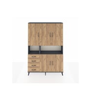 Arges Gardrop 7 Raflı 4 Çekmeceli 5 Kapaklı 132x30x195 Antrasit-Çam