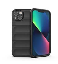 iPhone 13 Kılıf Esnek TPU Oyuklu Arka Yüzey Tasarımlı Etnik Silikon Kılıf (Siyah)