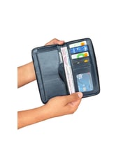 Premium Serisi Lüks Deri Özel Üretim Dikey Telefon Bölmeli Fermuarlı Erkek Cüzdanı (Lacivert)