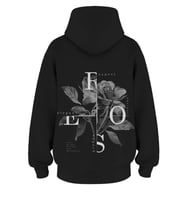 Oversize 'Rose' Baskılı Kapşonlu Hoodie Sweatshirt (Siyah)