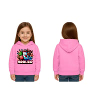 Unisex roblox Baskılı Çocuk Swaetshirt  Baskılı Kapüşonlu 3 İplik Şardonlu (Pembe)