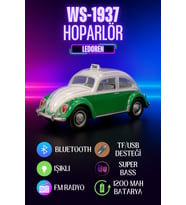 WS-1937 Radyolu Işıklı Nostaljik Volkswagen Araba Bluetooth Hoparlör Fm Aux Tf Destekli Speaker