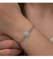 925 Ayar Gümüş Rodyum Kaplama Baget Taşlı Kadın Bileklik