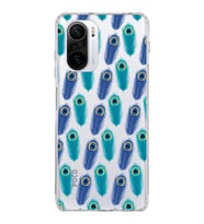 PrintiFy Xiaomi Redmi K40 ile Uyumlu 1mm Slim Fit Nazar Boncuğu 4 Baskılı Şeffaf  Kılıf