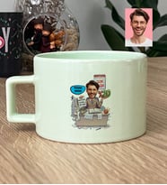 Kişiye Özel Karikatürlü Muhasebeci Lüks Pastel Fincan Muhasebeciler Günü Hediyesi