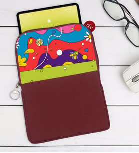 BK Gift Modern Art Tasarımlı Taşınabilir Koruyucu Tablet Kılıfı & Organizer Çanta - Bordo-2