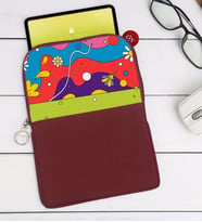 BK Gift Modern Art Tasarımlı Taşınabilir Koruyucu Tablet Kılıfı & Organizer Çanta - Bordo-2