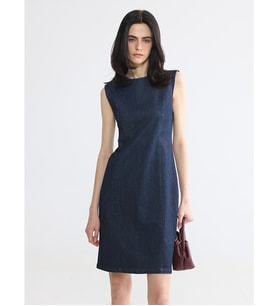 LCW EVERYDAY İndigo Bisiklet Yaka Mini Jean Elbise