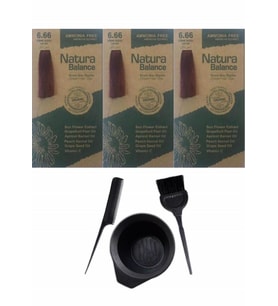 NATURA BALANCE SAÇ BOYASI 6.66 VİŞNE KIZILI 3 ADET+SAÇ BOYAMA SETİ