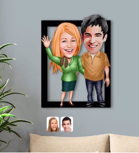 BK Gift Kişiye Özel Sevgililer Karikatürlü 3D Ahşap Tablo-110
