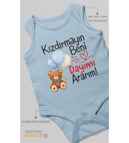 Kızdırmayın beni, dayımı ararım! Sıfır Kollu Bebek Zıbını %100 Pamuk