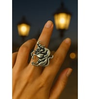 Boğa Burcu Simgeli Unisex Ayarlanabilir Metal Yüzük