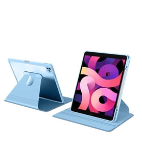 Apple iPad 7. Nesil 10.2 Kılıf Şeffaf Dönebilen Kalem Bölmeli A2197 A2198 A2200 (Açık Mavi)