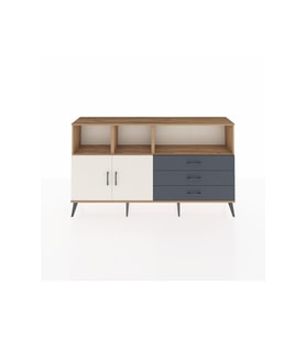 Arges Konsol 5 Raflı 3 Çekmeceli 2 Kapaklı 176x30x99 Çam-Aytaşı/Antrasit