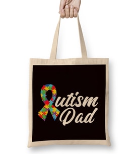 Autism Dad Father Daddy Autistic Child Son Daughter Family Bez Çanta Uzun Saplı