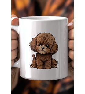 Sevimli Köpek Desenli 330ml Baskılı Beyaz Seramik Kupa Bardak