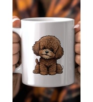 Sevimli Köpek Desenli 330ml Baskılı Beyaz Seramik Kupa Bardak