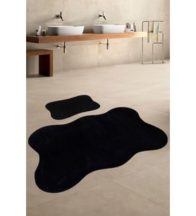 Anatolia 2'li Siyah 80x140 + 50x70 cm Büyük Ebat Banyo Paspası Seti Kaymaz Taban