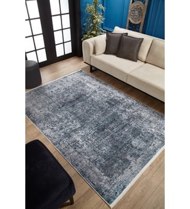 Dijital Kaymaz Yıkanabilir Mavi Modern Salon Halısı Mutfak Halısı Koridor Halısı Yolluk HLN1607