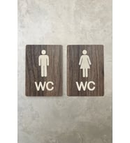 Kadın-Erkek WC Yönlendirme Levhası- İkili Set - Ceviz