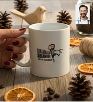 Kişiye Özel Karikatürlü Siyah Beyaz Taraftar Kupa Bardak Doğum Günü Hediyesi