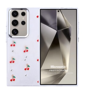 Microsonic Samsung Galaxy S25 Ultra Kılıf PrettyCharm Cherry (Kırmızı)