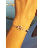 Swarovski Taşlı Gümüş Nazar Bileklik  (Gold)