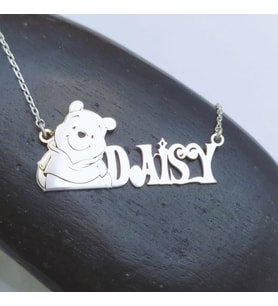 kişiye özel isimli winnie the pooh gümüş kolye