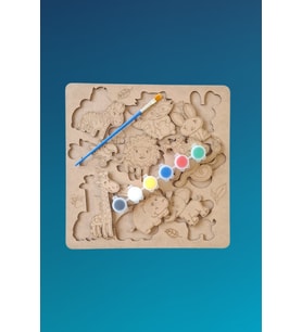 Çocuklar İçin Zeka ve Beceri Geliştiren Safari Ahşap Boyama Puzzle Seti
