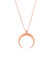 Ay Kolye Hilal 925 Ayar Gümüş Zincir (Rose)