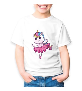 Unicorn Ballerin Çocuk Tişört (Beyaz)